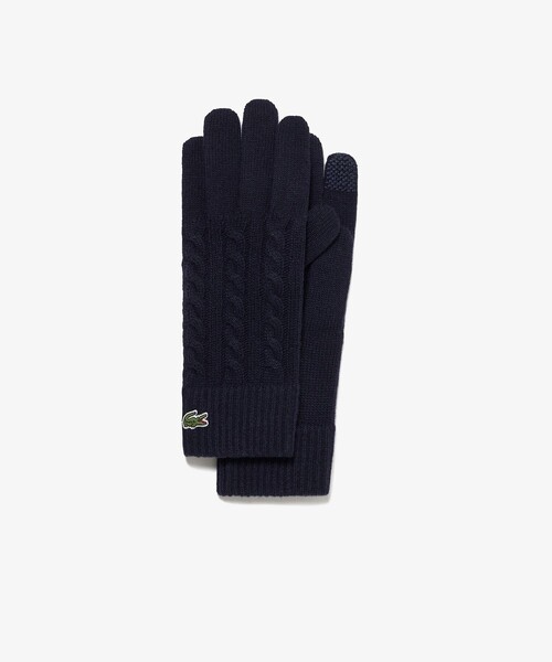 LACOSTE（ラコステ）の「ケーブルニットグローブ タッチパネル対応（手袋・メンズ・ブラック/オフホワイト/グレー/ダークネイビー/ベージュ・FREE）」の8枚目の写真