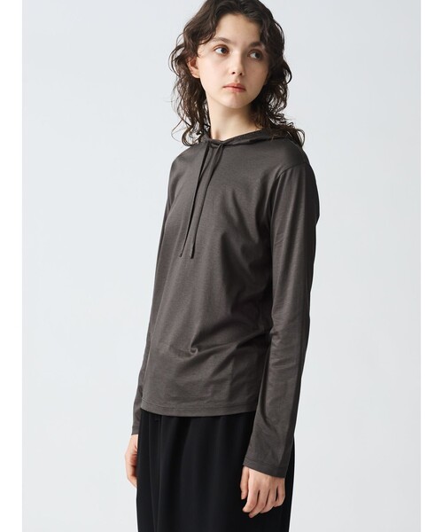 mizuiroind(ミズイロインド)の「mizuiro ind フードライクハイネックプルオーバー(Tシャツ/カットソー・レディース・オフホワイト/グレー/チャコールグレー/ブラック・FREE)」の12枚目の写真