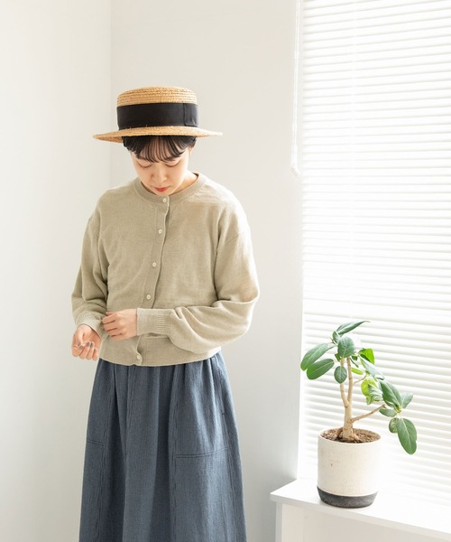 PAR ICI（パーリッシィ）の「リネン イカリボタンカーディガン（カーディガン/ボレロ・レディース・レッド/ネイビー/ベージュ/ブルー・FREE）」の5枚目の写真