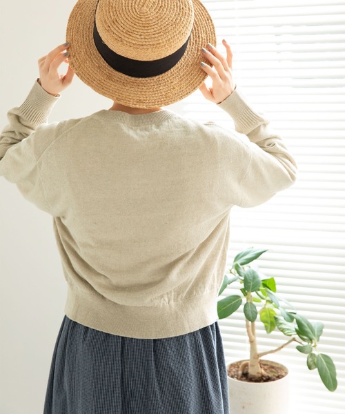 PAR ICI（パーリッシィ）の「リネン イカリボタンカーディガン（カーディガン/ボレロ・レディース・レッド/ネイビー/ベージュ/ブルー・FREE）」の8枚目の写真