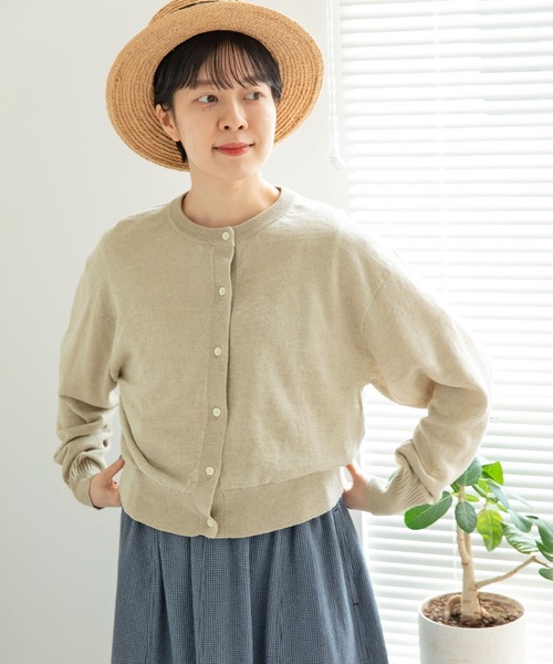 PAR ICI（パーリッシィ）の「リネン イカリボタンカーディガン（カーディガン/ボレロ・レディース・レッド/ネイビー/ベージュ/ブルー・FREE）」の7枚目の写真