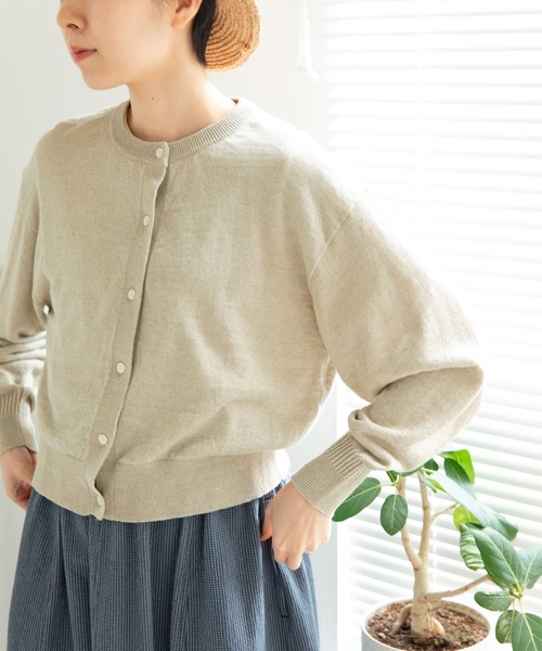 PAR ICI（パーリッシィ）の「リネン イカリボタンカーディガン（カーディガン/ボレロ・レディース・レッド/ネイビー/ベージュ/ブルー・FREE）」の6枚目の写真