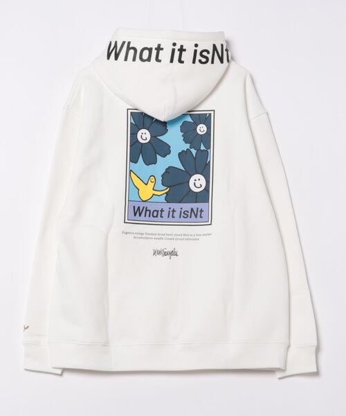 （What it isNt）ART BY MARKGONZALES（ワットイットイズント）の「【（What it isNt）ART BY MARKGONZALES / (ワットイットイズント) アートバイマークゴンザレス】リラックスフィット　バックプリント 裏起毛フーディー プルオーバーパーカー  ユニセックス（パーカー・メンズ・ブルー/グリーン/ピンク/ホワイト・X-LARGE/LARGE/MEDIUM）」の12枚目の写真
