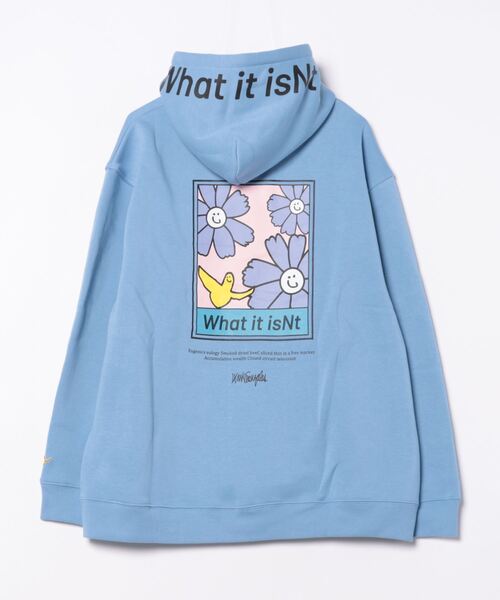 （What it isNt）ART BY MARKGONZALES（ワットイットイズント）の「【（What it isNt）ART BY MARKGONZALES / (ワットイットイズント) アートバイマークゴンザレス】リラックスフィット　バックプリント 裏起毛フーディー プルオーバーパーカー  ユニセックス（パーカー・メンズ・ブルー/グリーン/ピンク/ホワイト・X-LARGE/LARGE/MEDIUM）」の5枚目の写真