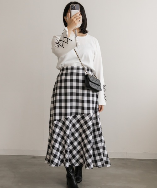 CLETTE(クレット)の「ギンガムチェック柄スカート(スカート・レディース・ブラウン/ブラック・3L/LL/4L)」の10枚目の写真