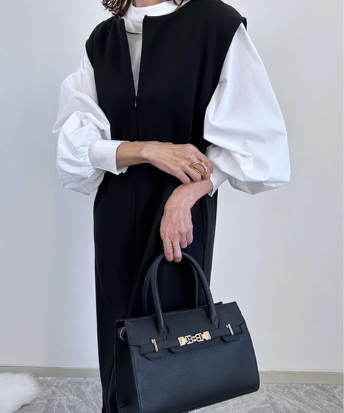 Emma Taylor(エマテイラー)の「【オケージョンにも◎】ライトダンボールフロント2wayワンピース(ワンピース・レディース・ブラック/ライトベージュ・FREE)」の20枚目の写真