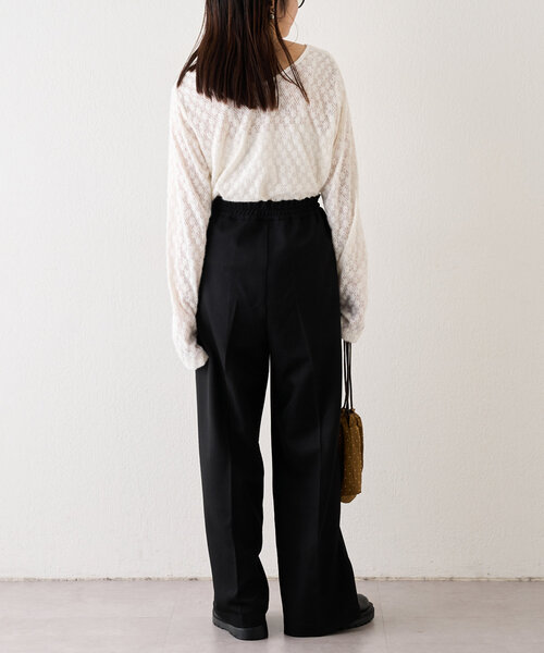 CIAOPANIC TYPY（チャオパニックティピー）の「【前後2WAY】起毛レースシアートップス（Tシャツ/カットソー・レディース・ブラック/オフホワイト/グレー・ONE SIZE）」の22枚目の写真