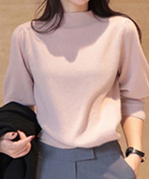 aimoha（アイモハ）の「モックネックニット（ニット/セーター・レディース・ブラック/ピンク・MEDIUM）」の5枚目の写真