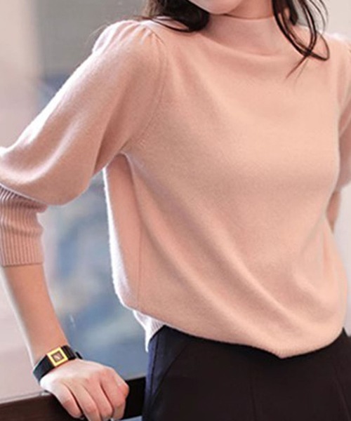 aimoha（アイモハ）の「モックネックニット（ニット/セーター・レディース・ブラック/ピンク・MEDIUM）」の6枚目の写真