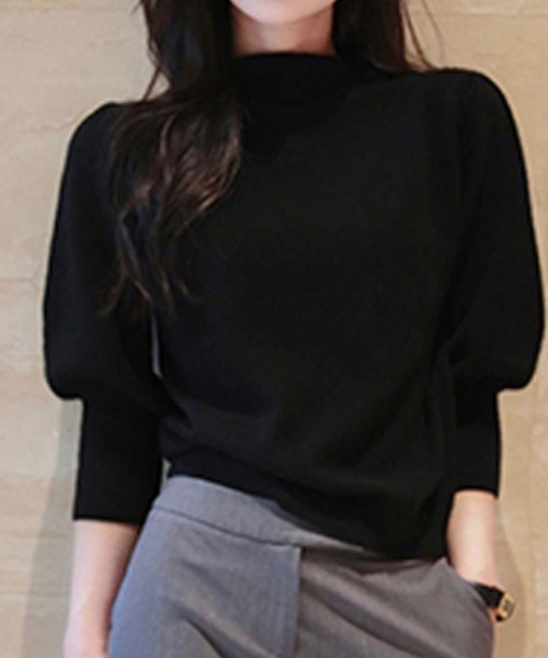 aimoha（アイモハ）の「モックネックニット（ニット/セーター・レディース・ブラック/ピンク・MEDIUM）」の7枚目の写真