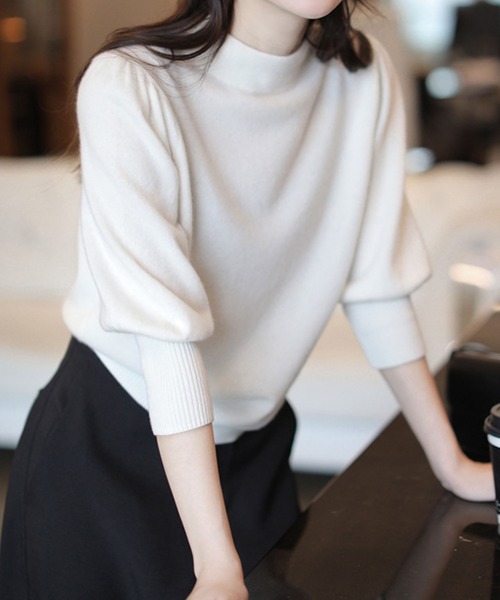 aimoha（アイモハ）の「モックネックニット（ニット/セーター・レディース・ブラック/ピンク・MEDIUM）」の3枚目の写真