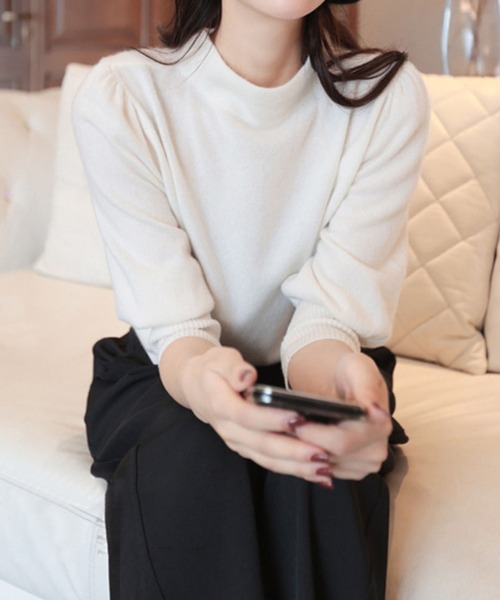 aimoha（アイモハ）の「モックネックニット（ニット/セーター・レディース・ブラック/ピンク・MEDIUM）」の4枚目の写真