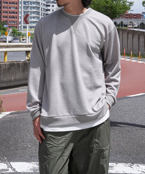 ikka(イッカ)の「【抗菌防臭/吸水速乾】GOKU楽ダンボールフェイクプルオーバー【親子コーデ】(スウェット・メンズ・グレー/エメラルドブルー/ホワイト/ネイビー・L/M/XL/S)」の1枚目の写真