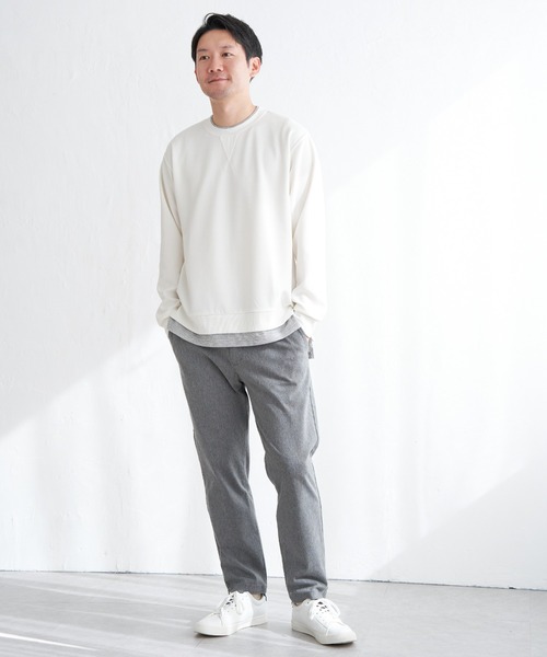 ikka(イッカ)の「【抗菌防臭/吸水速乾】GOKU楽ダンボールフェイクプルオーバー【親子コーデ】(スウェット・メンズ・グレー/エメラルドブルー/ホワイト/ネイビー・L/M/XL/S)」の9枚目の写真