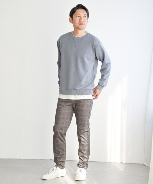 ikka(イッカ)の「【抗菌防臭/吸水速乾】GOKU楽ダンボールフェイクプルオーバー【親子コーデ】(スウェット・メンズ・グレー/エメラルドブルー/ホワイト/ネイビー・L/M/XL/S)」の11枚目の写真