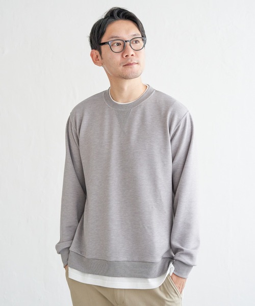 ikka(イッカ)の「【抗菌防臭/吸水速乾】GOKU楽ダンボールフェイクプルオーバー【親子コーデ】(スウェット・メンズ・グレー/エメラルドブルー/ホワイト/ネイビー・L/M/XL/S)」の7枚目の写真