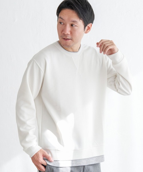 ikka(イッカ)の「【抗菌防臭/吸水速乾】GOKU楽ダンボールフェイクプルオーバー【親子コーデ】(スウェット・メンズ・グレー/エメラルドブルー/ホワイト/ネイビー・L/M/XL/S)」の8枚目の写真