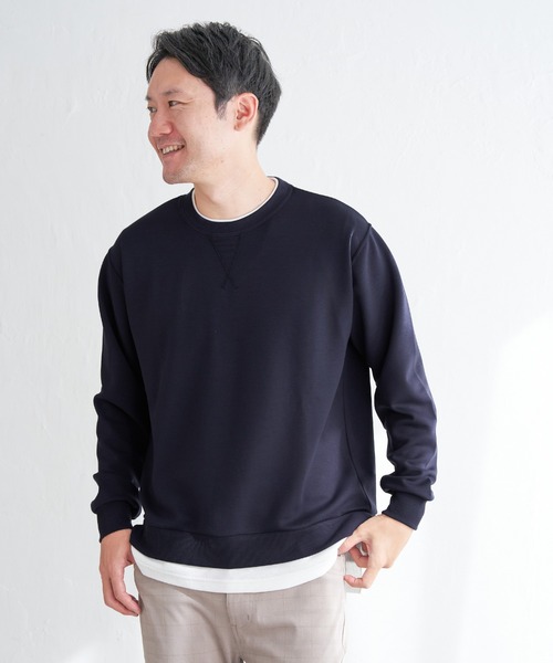 ikka(イッカ)の「【抗菌防臭/吸水速乾】GOKU楽ダンボールフェイクプルオーバー【親子コーデ】(スウェット・メンズ・グレー/エメラルドブルー/ホワイト/ネイビー・L/M/XL/S)」の6枚目の写真