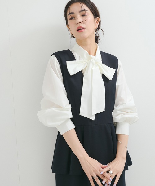 le cercle ADAM ET ROPE'(ルセルクルアダムエロペ)の「TCクリアブロードボウタイブラウス(シャツ/ブラウス・レディース・サックスブルー/ホワイト/ネイビー・FREE)」の12枚目の写真