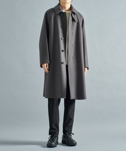STUDIOUS 強圧縮メルトンフライフロントステンカラーコート STUDIOUS