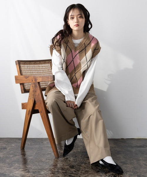 6(ROKU)◆KAGIBARI VEST/ニット 6（ロク）の「＜6(ROKU)＞COTTON NYLON KAGI VEST/ベスト