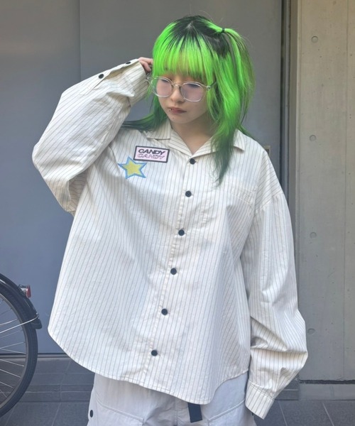 ブラウス シャツ DOG ＆ CAT STRIPE シャツ レディース メンズ セール】DOG ＆ CAT STRIPE シャツ（シャツ/ブラウス）｜Candy