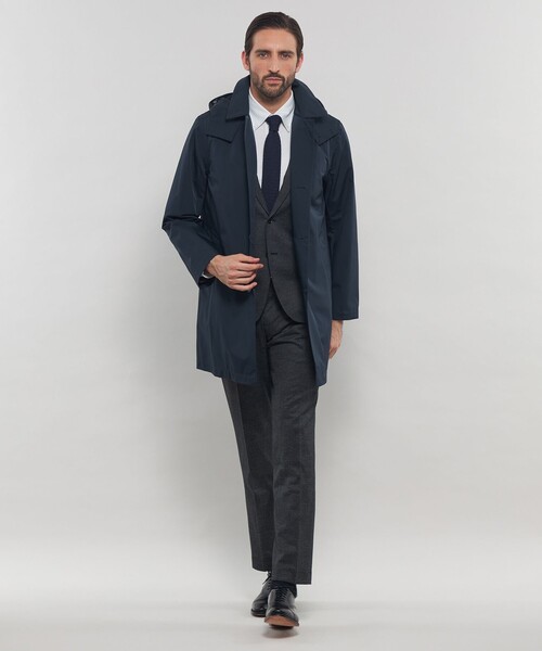 MACKINTOSH LONDON ステンカラーコート ネイビー 40 WEB・一部店舗限定】【DUNFORD SHORT】3レイヤーポリエステル
