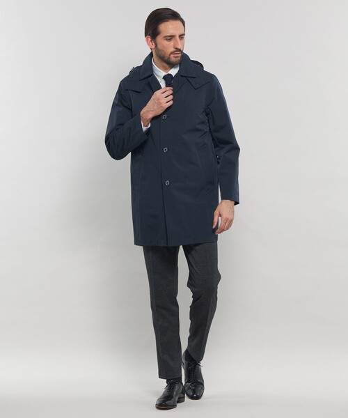 マッキントッシュロンドン LIMONTA タフタフーデットコート　navy キルティングタフタフーデットショートコート(コート
