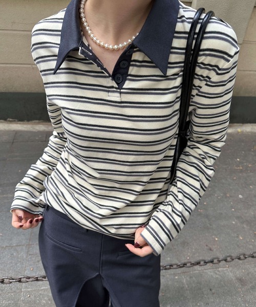 multi border polo shirt（ポロシャツ）｜SUWDEE（スーディー）