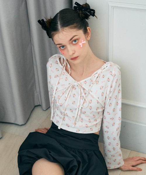 リボン&フラワー柄ボレロキャミアンサンブルトップス（その他トップス  