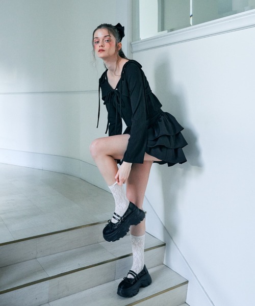 Lovilyn(ラヴィリン)の「リボン&フラワー柄ボレロキャミアンサンブルトップス(その他トップス・レディース・ブラック/ライトグレー/ホワイト・FREE)」の15枚目の写真
