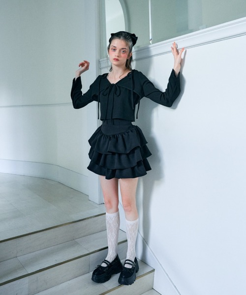 Lovilyn(ラヴィリン)の「リボン&フラワー柄ボレロキャミアンサンブルトップス(その他トップス・レディース・ブラック/ライトグレー/ホワイト・FREE)」の14枚目の写真