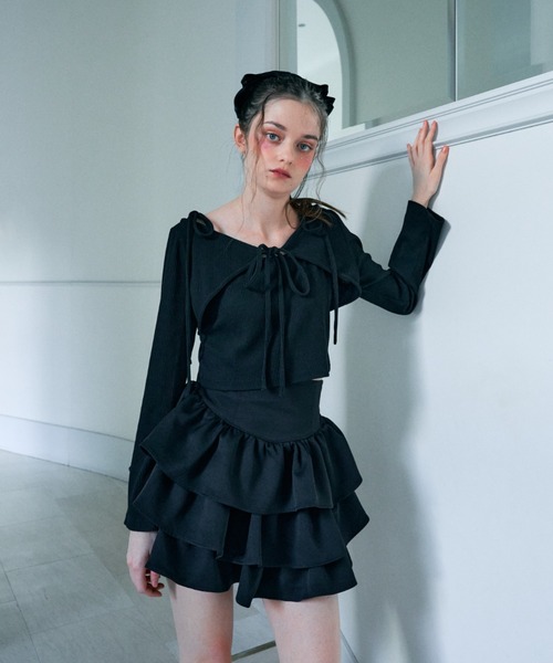 Lovilyn(ラヴィリン)の「リボン&フラワー柄ボレロキャミアンサンブルトップス(その他トップス・レディース・ブラック/ライトグレー/ホワイト・FREE)」の12枚目の写真