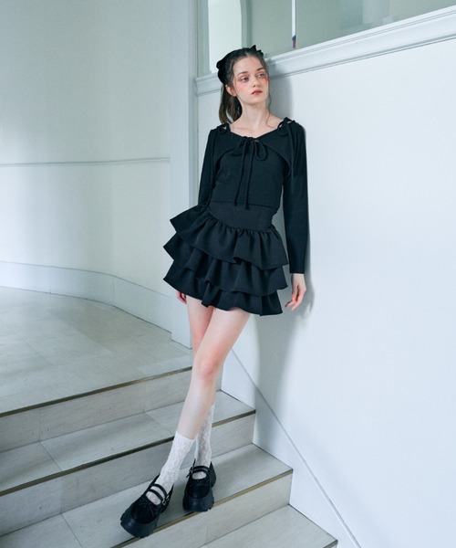 Lovilyn(ラヴィリン)の「リボン&フラワー柄ボレロキャミアンサンブルトップス(その他トップス・レディース・ブラック/ライトグレー/ホワイト・FREE)」の16枚目の写真