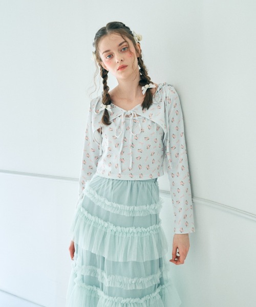 Lovilyn(ラヴィリン)の「リボン&フラワー柄ボレロキャミアンサンブルトップス(その他トップス・レディース・ブラック/ライトグレー/ホワイト・FREE)」の17枚目の写真