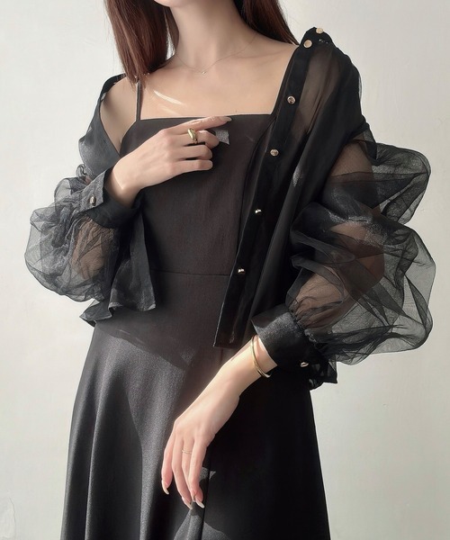 Meiru（メイル）の「ゴールドボタンシアーシャツ（シャツ/ブラウス・レディース・アイボリー/チャコール/ブラック・LARGE/MEDIUM/SMALL）」の9枚目の写真