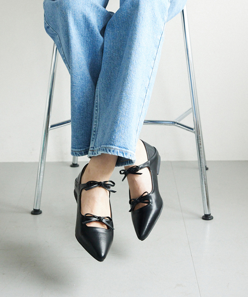 販売店舗限定】ダブルリボンポインテッドパンプス（パンプス）｜Au