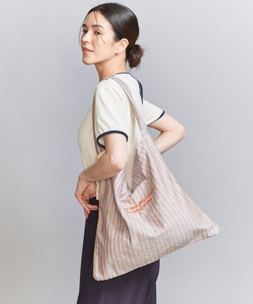 別注】＜beej＞ストライプ エンブロイダリー ショルダーバッグ