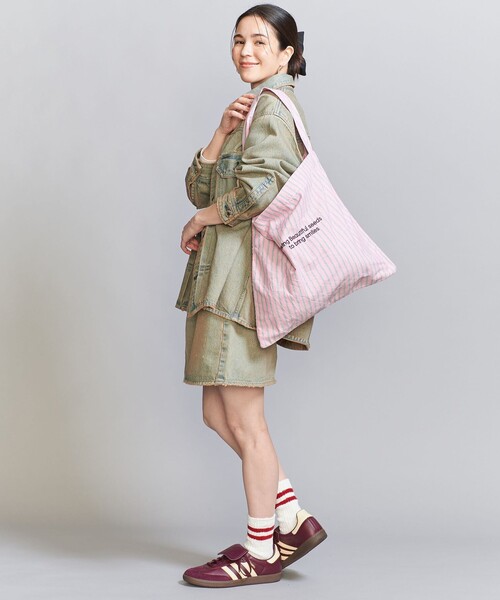 beej（ビージ）の「【別注】＜beej＞ストライプ エンブロイダリー ショルダーバッグ（ショルダーバッグ・レディース・ホワイト/ピンク/ベージュ・FREE）」の9枚目の写真