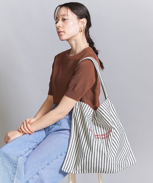 beej（ビージ）の「【別注】＜beej＞ストライプ エンブロイダリー ショルダーバッグ（ショルダーバッグ・レディース・ホワイト/ピンク/ベージュ・FREE）」の11枚目の写真