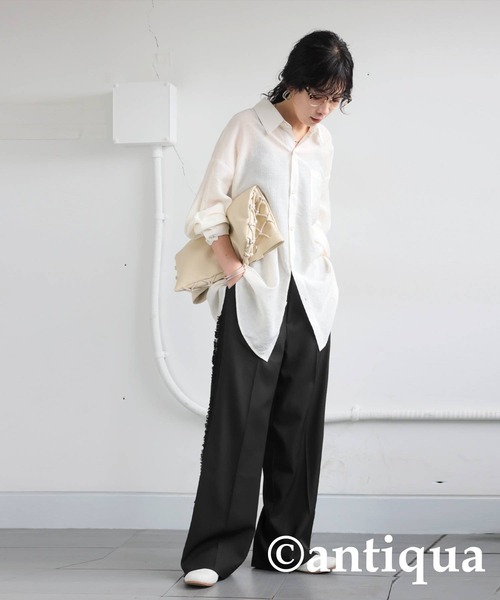 antiqua(アンティカ)の「フリンジラインパンツ(その他パンツ・レディース・グレー/ブラック・LARGE/MEDIUM)」の3枚目の写真