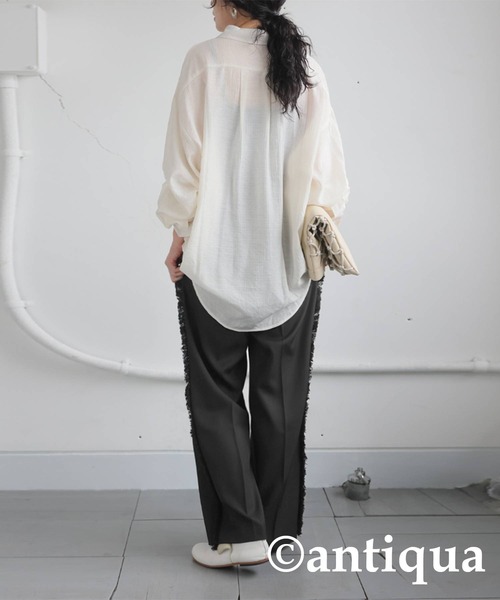 antiqua(アンティカ)の「フリンジラインパンツ(その他パンツ・レディース・グレー/ブラック・LARGE/MEDIUM)」の5枚目の写真