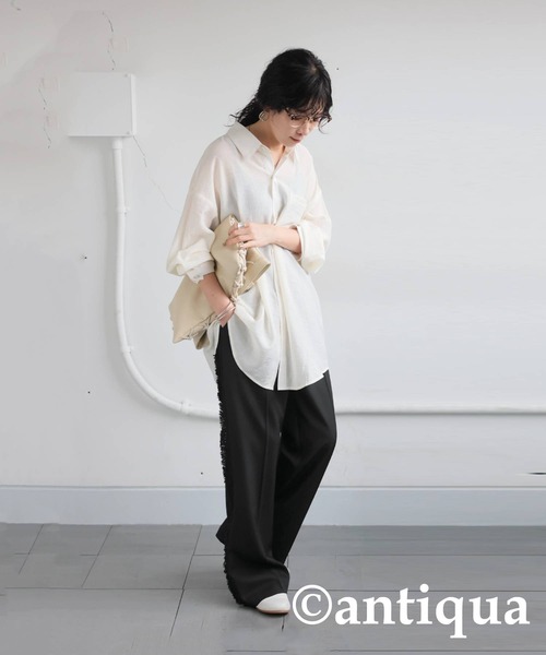 antiqua(アンティカ)の「フリンジラインパンツ(その他パンツ・レディース・グレー/ブラック・LARGE/MEDIUM)」の6枚目の写真