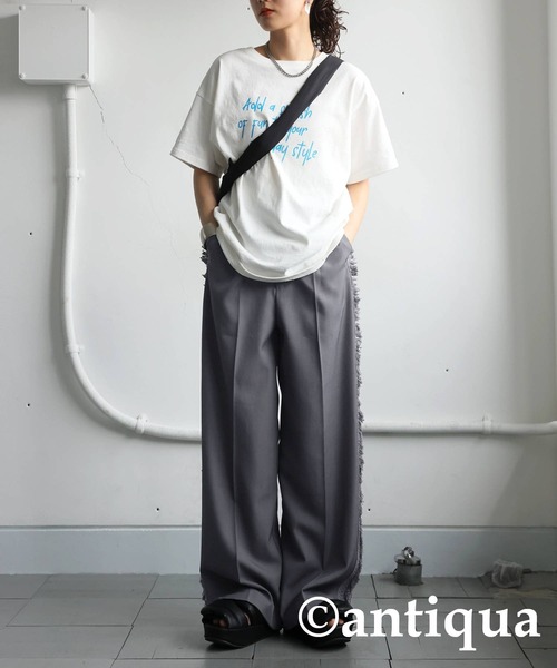 antiqua(アンティカ)の「フリンジラインパンツ(その他パンツ・レディース・グレー/ブラック・LARGE/MEDIUM)」の7枚目の写真