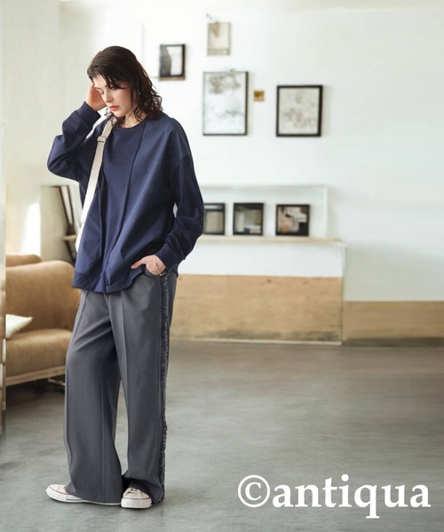 antiqua(アンティカ)の「フリンジラインパンツ(その他パンツ・レディース・グレー/ブラック・LARGE/MEDIUM)」の11枚目の写真