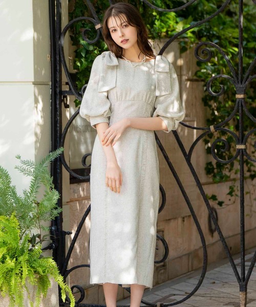 NOELA(ノエラ)の「ツイードワンピ(ワンピース・レディース・ブラック/イエロー/ベージュ・M/S)」の3枚目の写真