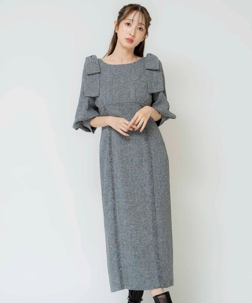 NOELA(ノエラ)の「ツイードワンピ(ワンピース・レディース・ブラック/イエロー/ベージュ・M/S)」の2枚目の写真