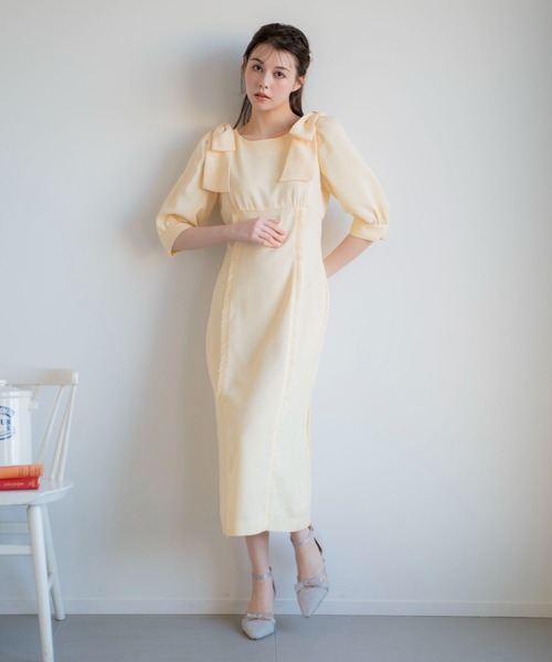 NOELA(ノエラ)の「ツイードワンピ(ワンピース・レディース・ブラック/イエロー/ベージュ・M/S)」の6枚目の写真