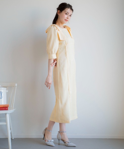 NOELA(ノエラ)の「ツイードワンピ(ワンピース・レディース・ブラック/イエロー/ベージュ・M/S)」の7枚目の写真