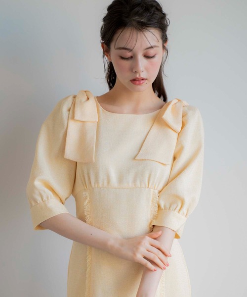 NOELA(ノエラ)の「ツイードワンピ(ワンピース・レディース・ブラック/イエロー/ベージュ・M/S)」の10枚目の写真